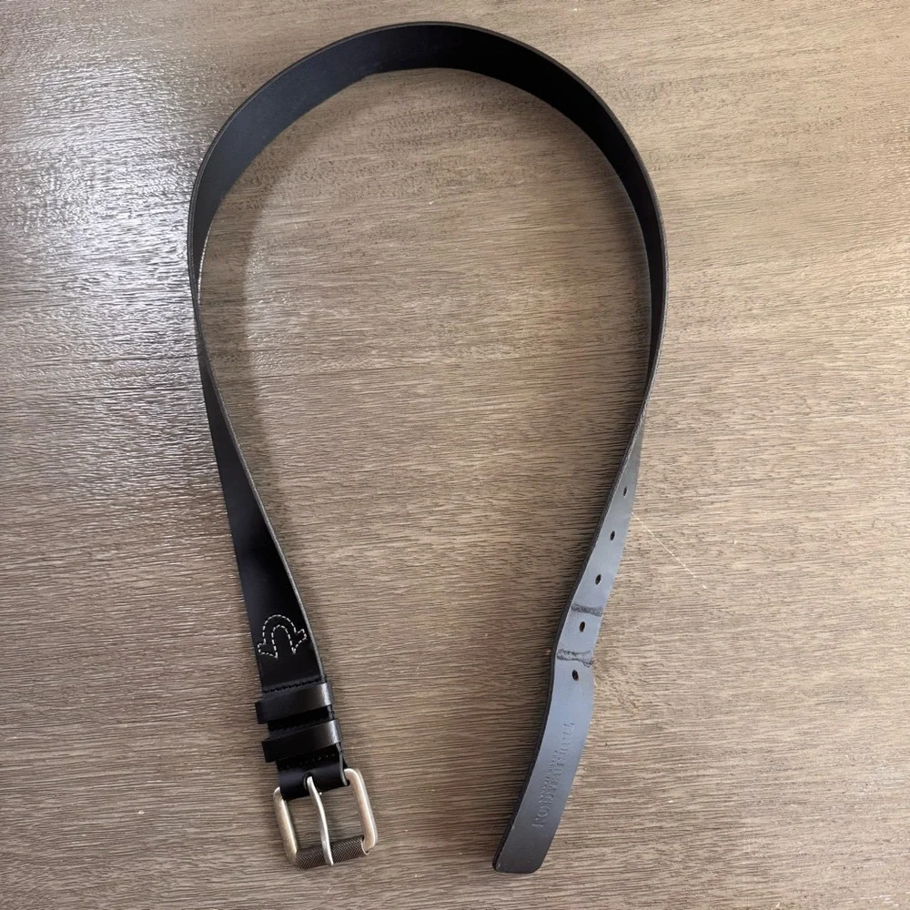 True Religion Belt Black Silver Leather 36